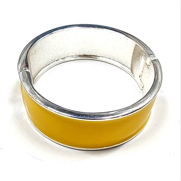 Yellow Enamel / Silver Bangle Bracelet - Picture 4 of 5